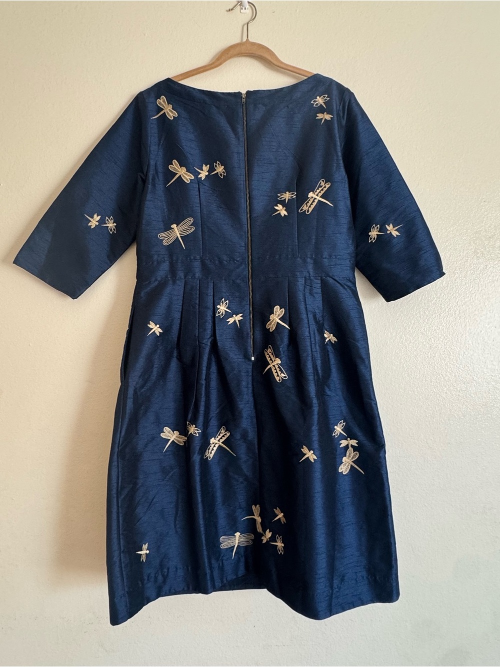 Eshakti Navy Embroidered Dragonfly Dress L/XL - Picture 2 of 10